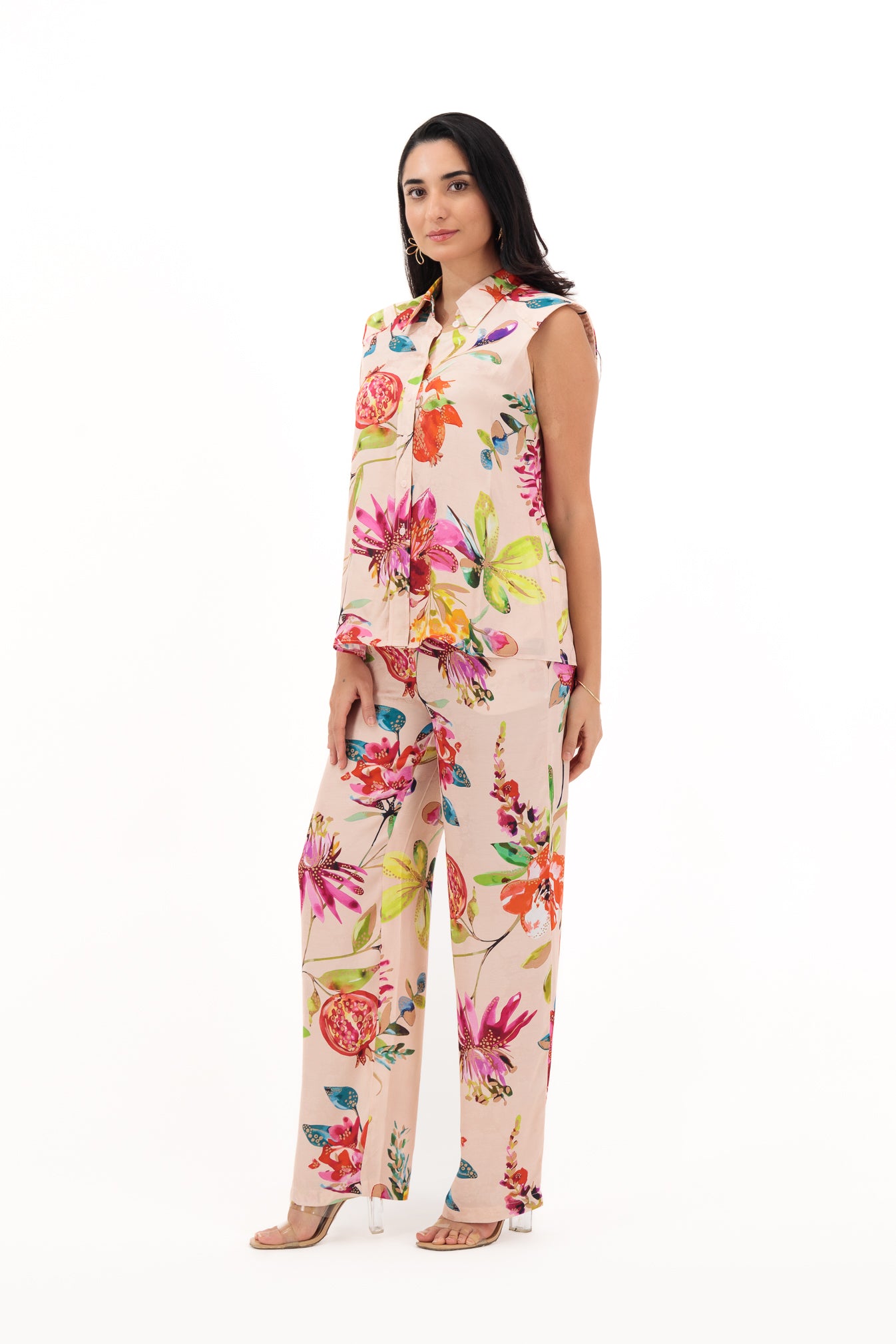 Bloom Set – Sleeveless Floral Top & Trousers