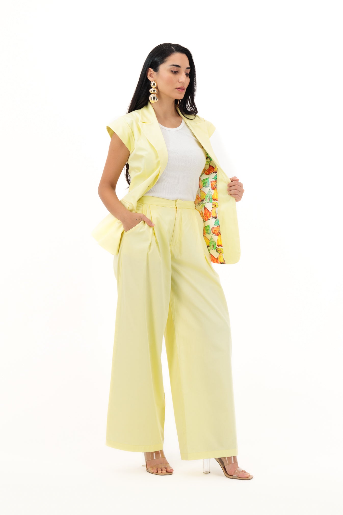 Golden Hour – Yellow Sleeveless Suit Set