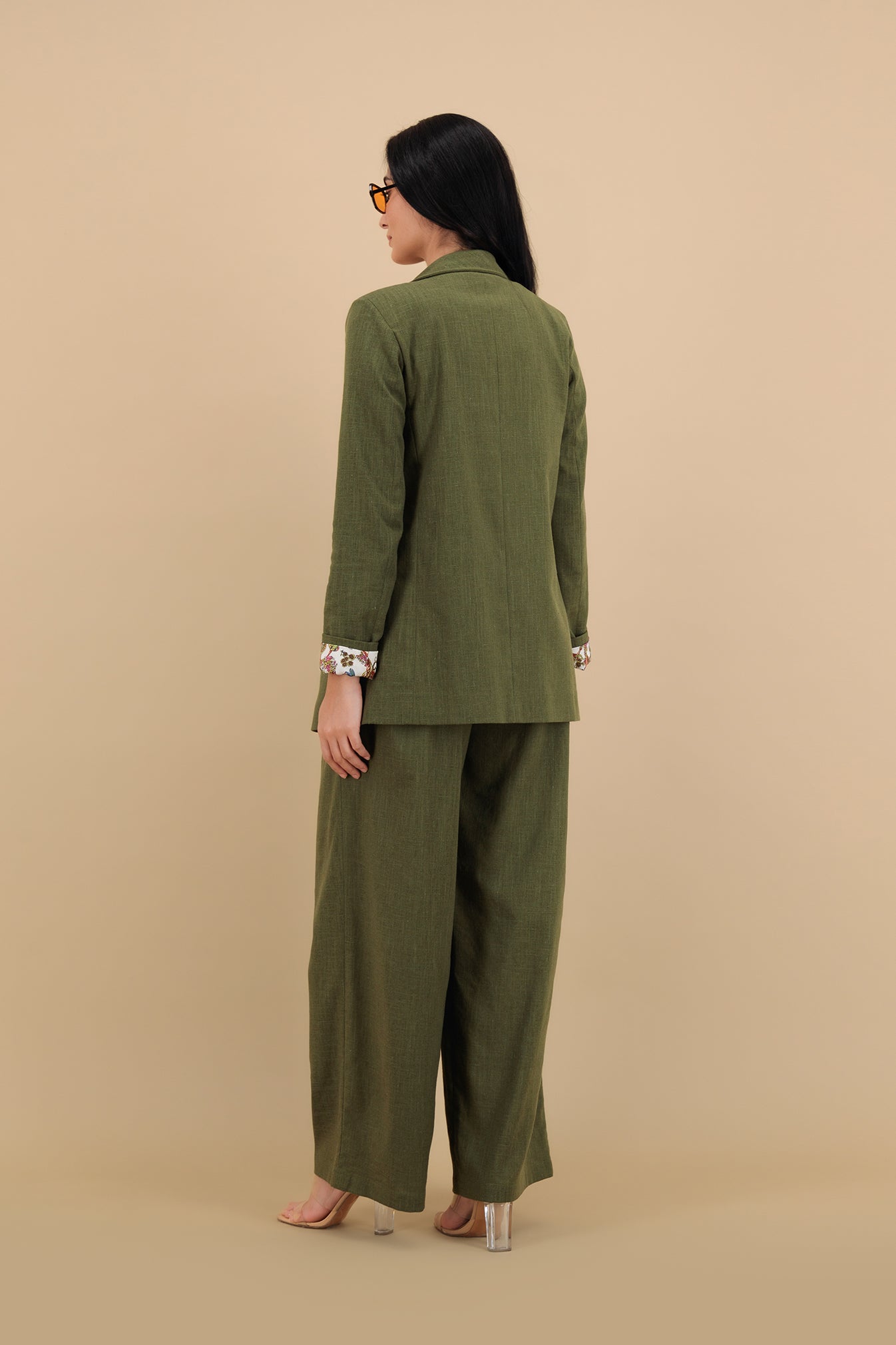Palm Shade – Green Linen Trousers Set