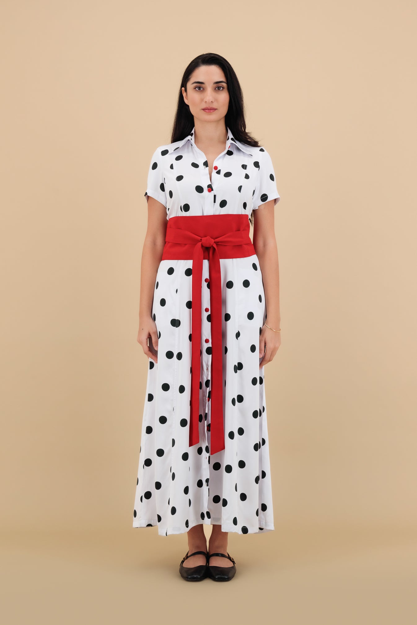 Playful Reverie – Polka Dot Belted Dress