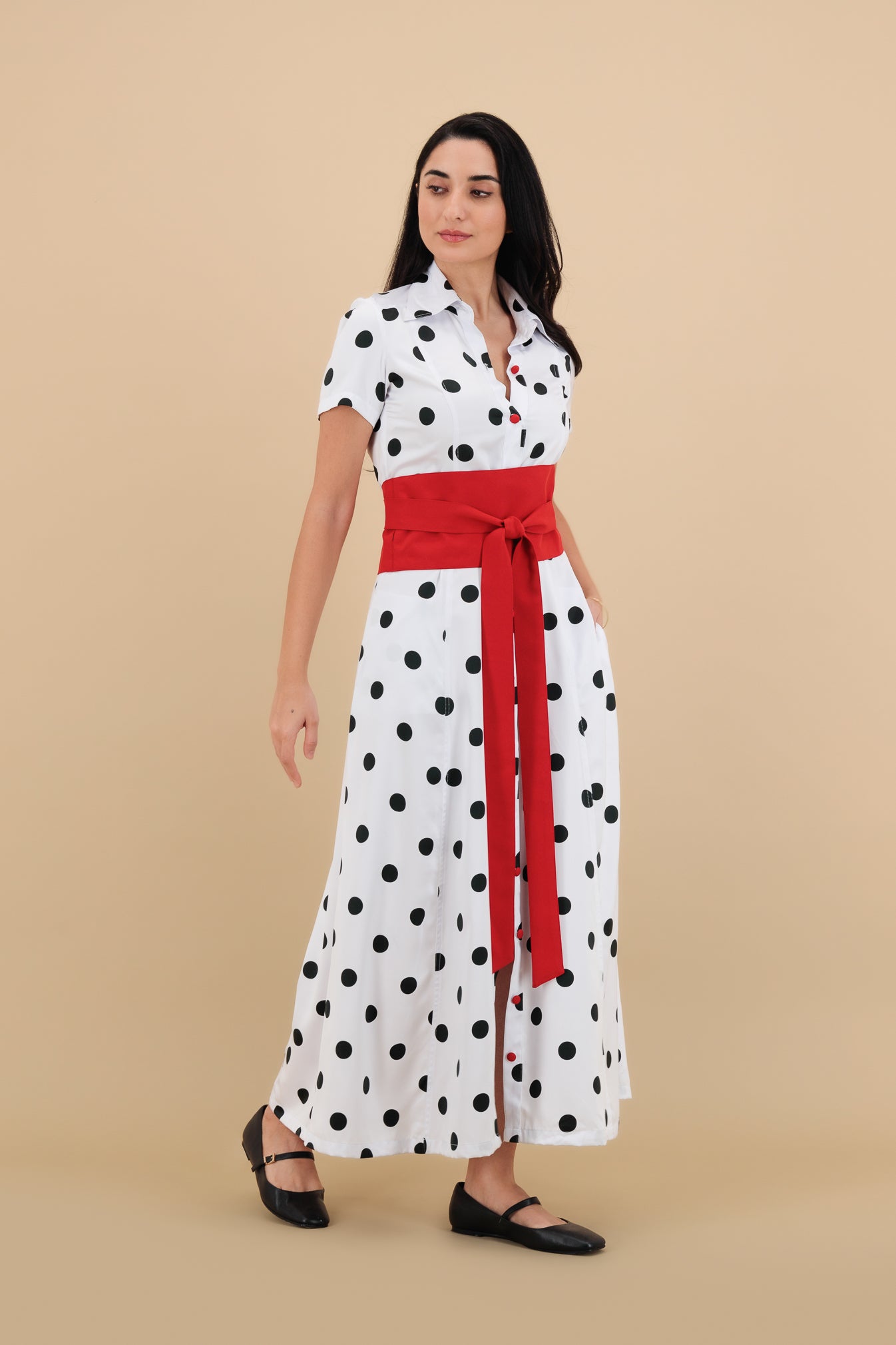 Playful Reverie – Polka Dot Belted Dress