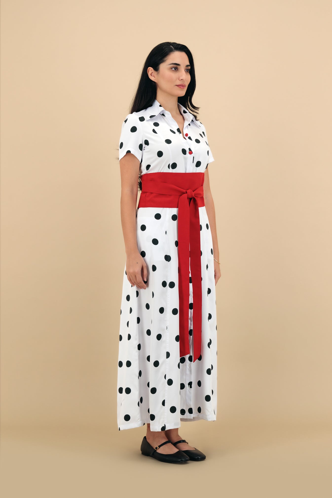 Playful Reverie – Polka Dot Belted Dress