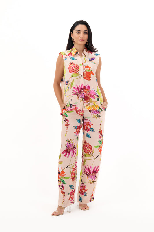Bloom Set – Sleeveless Floral Top & Trousers