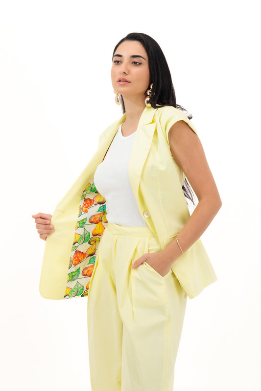 Golden Hour – Yellow Sleeveless Suit Set